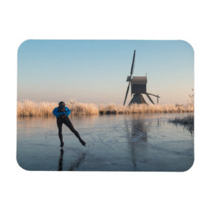 Schaatsen voorbij windmolen & riet rechthoek magne magneet