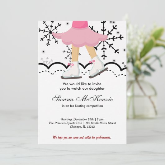 Schaatsen wedstrijd (wit) kaart (Staand voorkant)