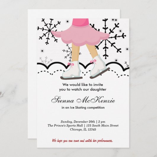 Schaatsen wedstrijd (wit) kaart (Voorkant / Achterkant)