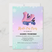 Schaatsen Winter Verjaardag Schaats Op Over Meisje Aankondiging (Voorkant)