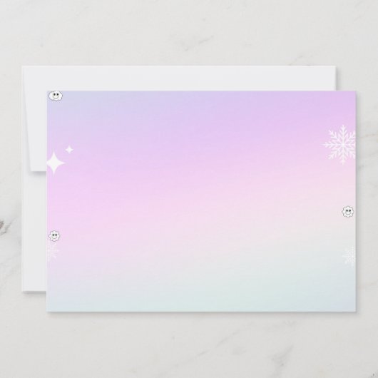 Schaatsen Winter Verjaardag Schaats Op Over Meisje Aankondiging (Achterkant)