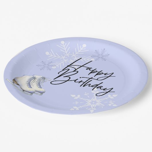 Schaatsen Winter Verjaardagsfeest Papieren Bordje (Gekanteld)