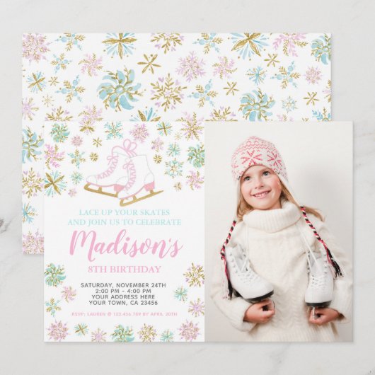 Schaatsen, Winter wonderland met foto Kaart (Voorkant / Achterkant)