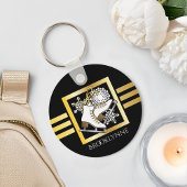 Schaatsen Zwart Goud Girly Moderne Naam Sjabloon Sleutelhanger