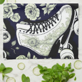  Schaatsen Zwart & Wit Theedoek (Gevouwen)