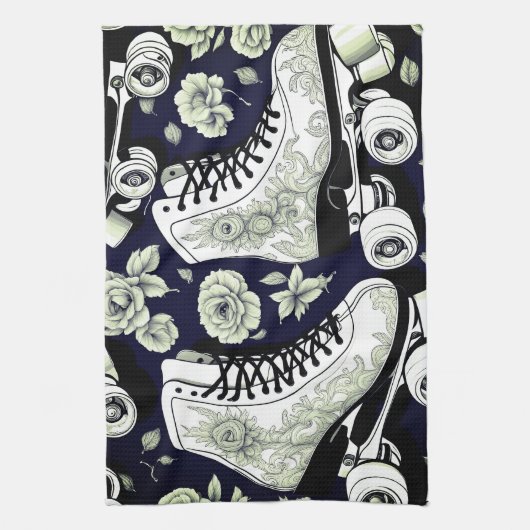 Schaatsen Zwart & Wit Theedoek (Verticaal)