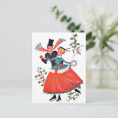 Schaatsend paar met Kerstmis Briefkaart (Staand voorkant)