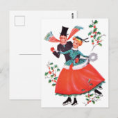 Schaatsend paar met Kerstmis Briefkaart (Voorkant / Achterkant)
