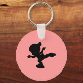 Schaatsend Silhouet van een Meisje Sleutelhanger (Voorkant)