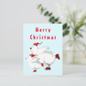Schaatsende beren kerstkaarten briefkaart (Staand voorkant)
