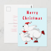 Schaatsende beren kerstkaarten briefkaart (Voorkant / Achterkant)