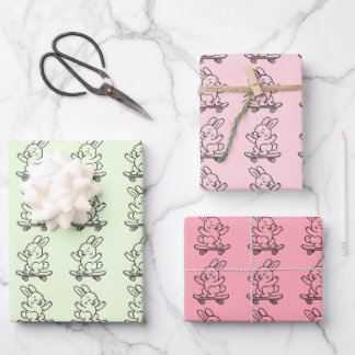 Schaatsende Bunny Inpakpapier Vel