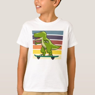 Schaatsende dinosaurus T-Rex T-shirt