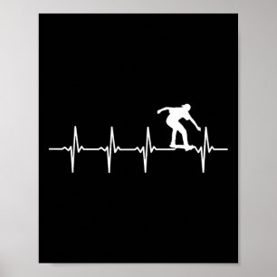 Schaatsende Hartslag Cadeau Voor Schaatsers En Ska Poster