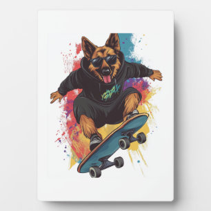 Schaatsende Herdershond � Cool Skateboard Hond Fotoplaat