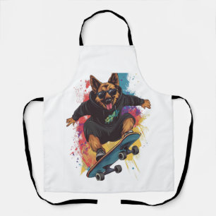 Schaatsende Herdershond � Cool Skateboard Hond Schort