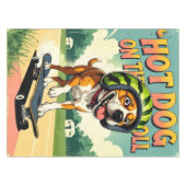 Schaatsende Hond Zomer Grappig Retro Strand Tafelkleed (Voorkant (Horizontaal))