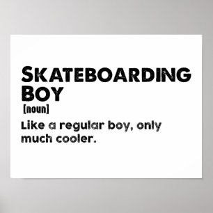 Schaatsende Jongen Grappige Definitie Skateboarder Poster