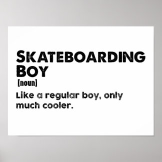 Schaatsende Jongen Grappige Definitie Skateboarder Poster