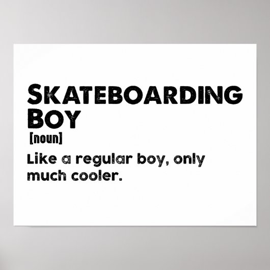 Schaatsende Jongen Grappige Definitie Skateboarder Poster (Voorkant)