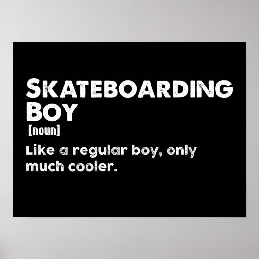 Schaatsende Jongen Grappige Definitie Skateboarder Poster (Voorkant)