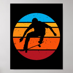 Schaatsende Jongen Truc Retro Skater Poster