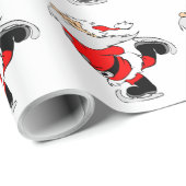 Schaatsende Kerstman Cadeaupapier (Rol Hoek)