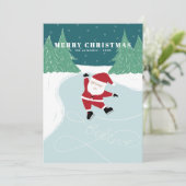 Schaatsende Kerstman - Niet-foto plat kerstkaart (Staand voorkant)