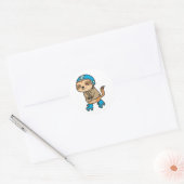 Schaatsende Luiaard Ronde Sticker (Envelop)