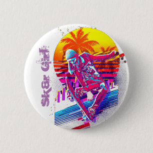 Schaatsende meisje  ronde button 5,7 cm
