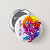 Schaatsende meisje ronde button 5,7 cm (Voorkant /achterkant)