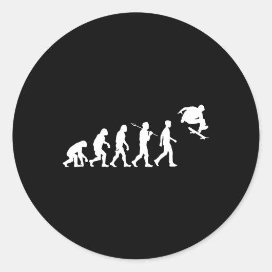 Schaatsende Mensheid Geëvolueerd Om Hoog Te Spring Ronde Sticker (Voorkant)