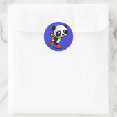 Schaatsende Panda Ronde Sticker (Tas)