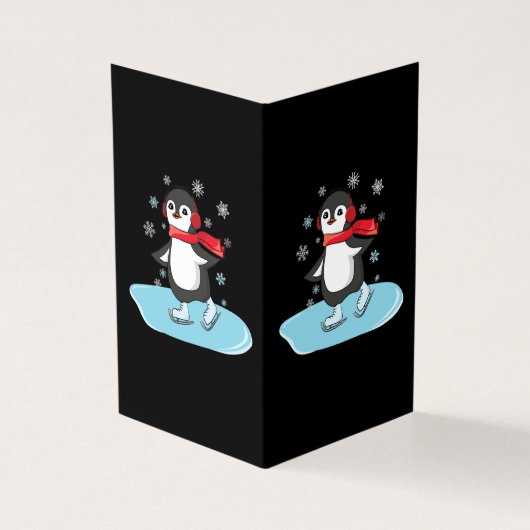 Schaatsende Pinguïn Kaart (Buitenkant)