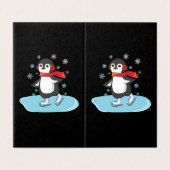 Schaatsende Pinguïn Kaart (Buitenkant ongevouwen)