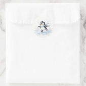 Schaatsende Pinguïn Sticker (Tas)