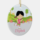 Schaatsende Roller Skater Meisje Kerst Ornament (Rechts)