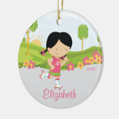 Schaatsende Roller Skater Meisje Kerst Ornament (Links)