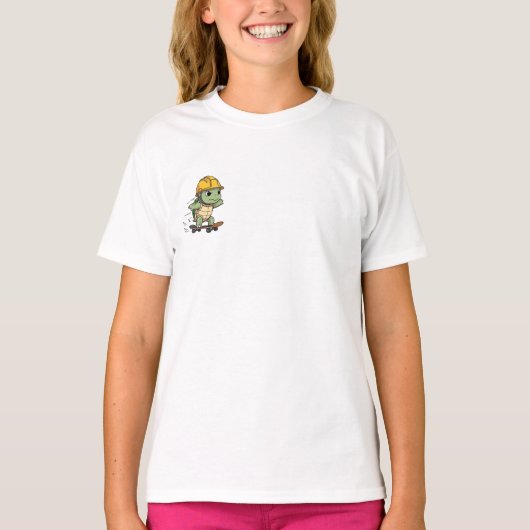 Schaatsende Schildpad Bouwvakker Kinderen T-shirt (Voorkant)