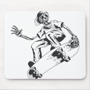 Schaatsende Skelet speelt skateboard Muismat