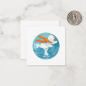 Schaatsende Sneeuwman   Notitiekaartje (Voorkant / Achterkant in situ)