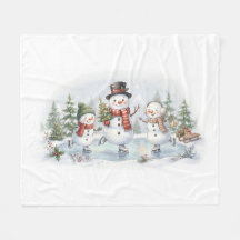Schaatsende Sneeuwmannen Familie