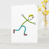 Schaatsende Stickman Kaart (Gele Bloem)