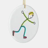 Schaatsende Stickman Keramisch Ornament (Rechts)