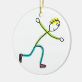 Schaatsende Stickman Keramisch Ornament (Links)