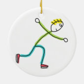 Schaatsende Stickman Keramisch Ornament (Achterkant)