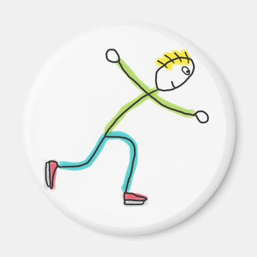 Schaatsende Stickman Magneet (Voorkant)