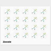 Schaatsende Stickman Ronde Sticker (Vel)