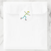 Schaatsende Stickman Ronde Sticker (Tas)