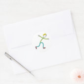 Schaatsende Stickman Ronde Sticker (Envelop)